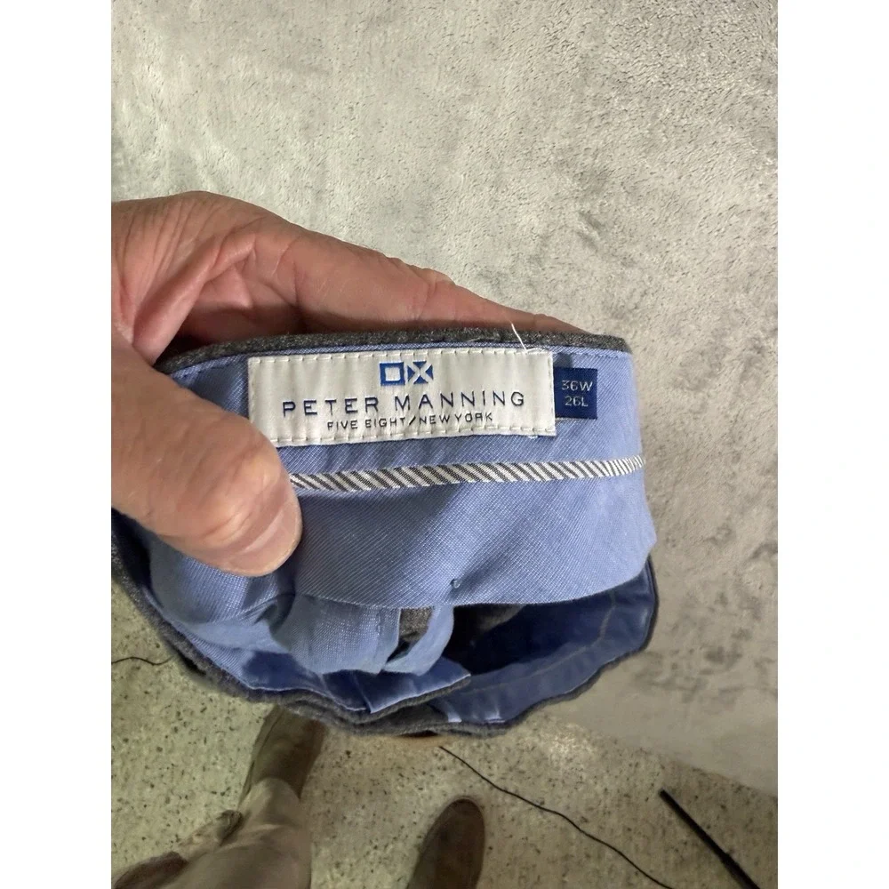 Peter Manning Dress Pants‎ Mens 36x26 Gray 100% Wool Portugal Flat Front